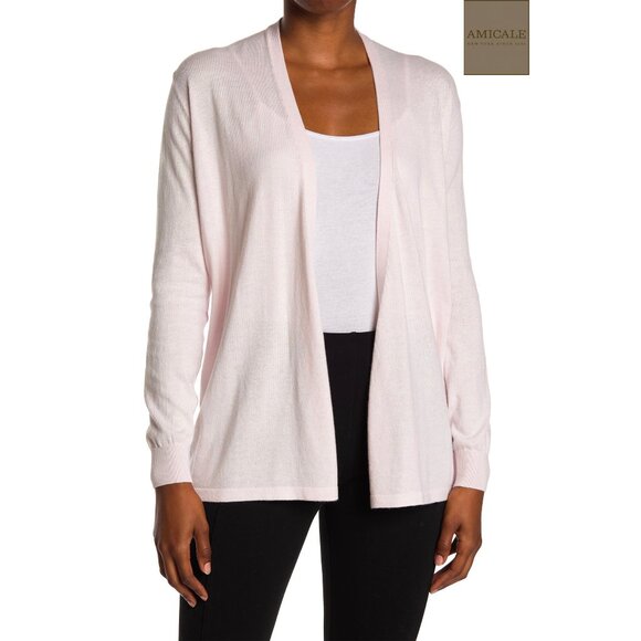 Amicale Cashmere Sweaters - AMICALE NWT COTTON/VISCOSE/CASHMERE OPEN FRONT LIGHT PINK CARDIGAN. SIZE S
